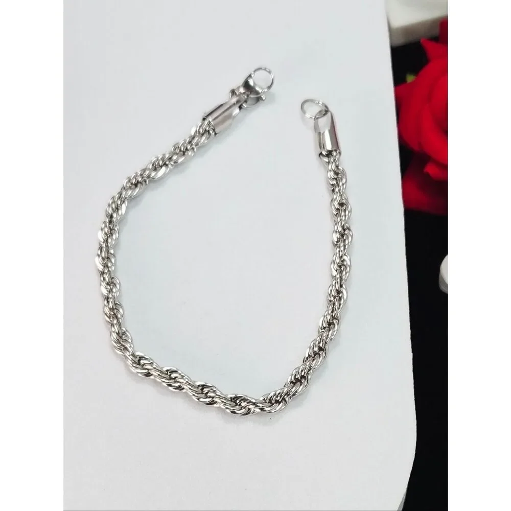 Men’s Rope Chain 4.5mm Twist Bracelet Titanium Steel 8